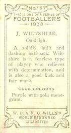 1933 Wills's Victorian Footballers (Small) #157 Joe Wiltshire Back